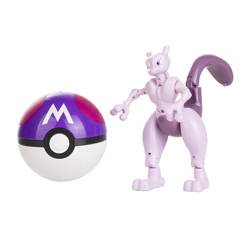 Pokemon Anime Figure Deformation Toy Pikachu Charizard Mewtwo Eevee Pocket Monster Pokeball Action Model Best Kids Birthday Gift