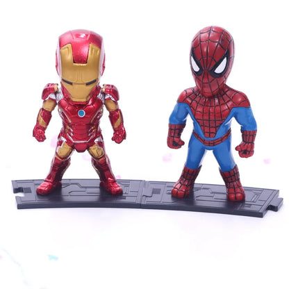 6pcs/set Marvel Avengers Black Panther  Thanos Ironman Spiderman Captain American Hulk Figure Model Toys