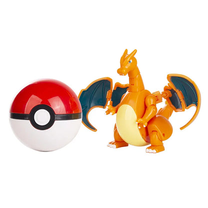 Pokemon Anime Figure Deformation Toy Pikachu Charizard Mewtwo Eevee Pocket Monster Pokeball Action Model Best Kids Birthday Gift