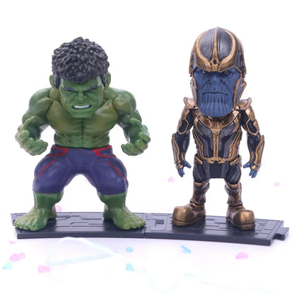 6pcs/set Marvel Avengers Black Panther  Thanos Ironman Spiderman Captain American Hulk Figure Model Toys