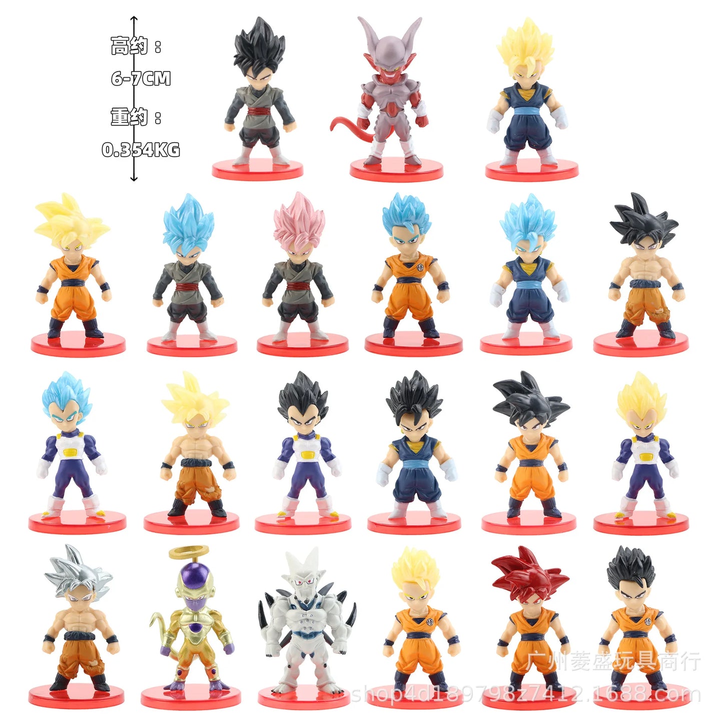 78 Pcs/Lot Dragon Ball Mini Figure Wholesale 18+18+21+21 6-8cm Figurines With Base Gacha Anime PVC Dolls Toy