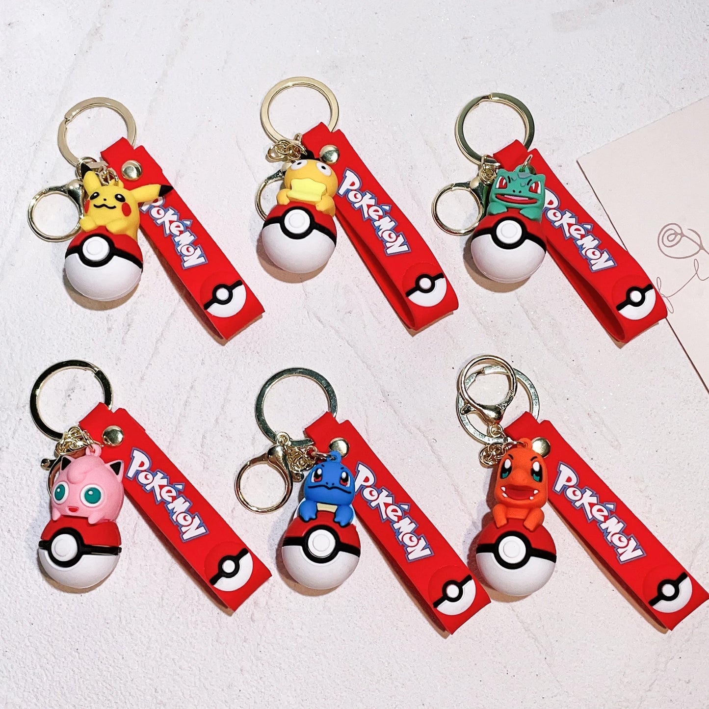 Pokemon Keychain Pikachu Anime Action Figure Toy Kawaii Cartoon Fashion Charmander Psyduck Doll Keyring Car Bag Pendant Kid Gift