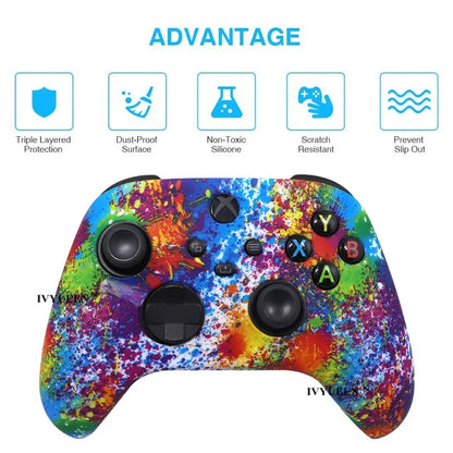 IVYUEEN Anti-Slip Water Transfer Printing Protective Skin for XBox Series X S Core Controller XSS XSX Silicone Case Protector