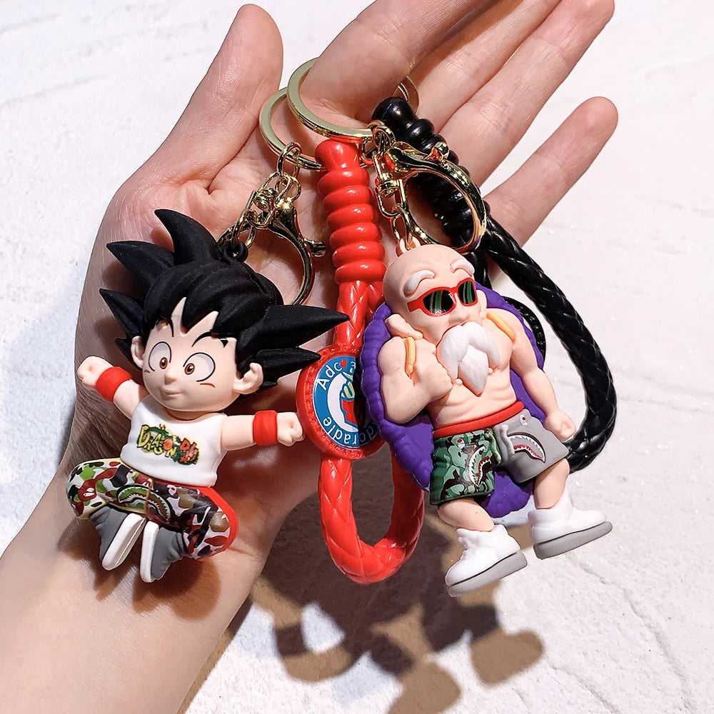 Anime Dragon Ball Keychain Fashion Jewelry Son Goku Vegeta Piccolo Action Figures  PVC Key Ring for Men Women Bag Pendant