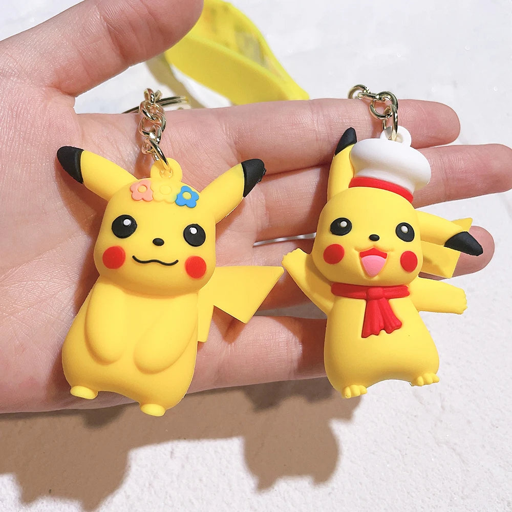 Pokemon Keychains Pikachu Creative Anime Cartoon Key Chain Ornaments Dolls Eevee Psyduck Rowlet For Kids Toys Bag Pendant Gifts