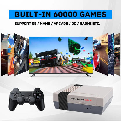 KINHANK Super Console Cube X3 Retro Game Console 60000 Classic Game Box with 60 Emulators for PSP/PS1/DC/MAME/SS 4K HD Output