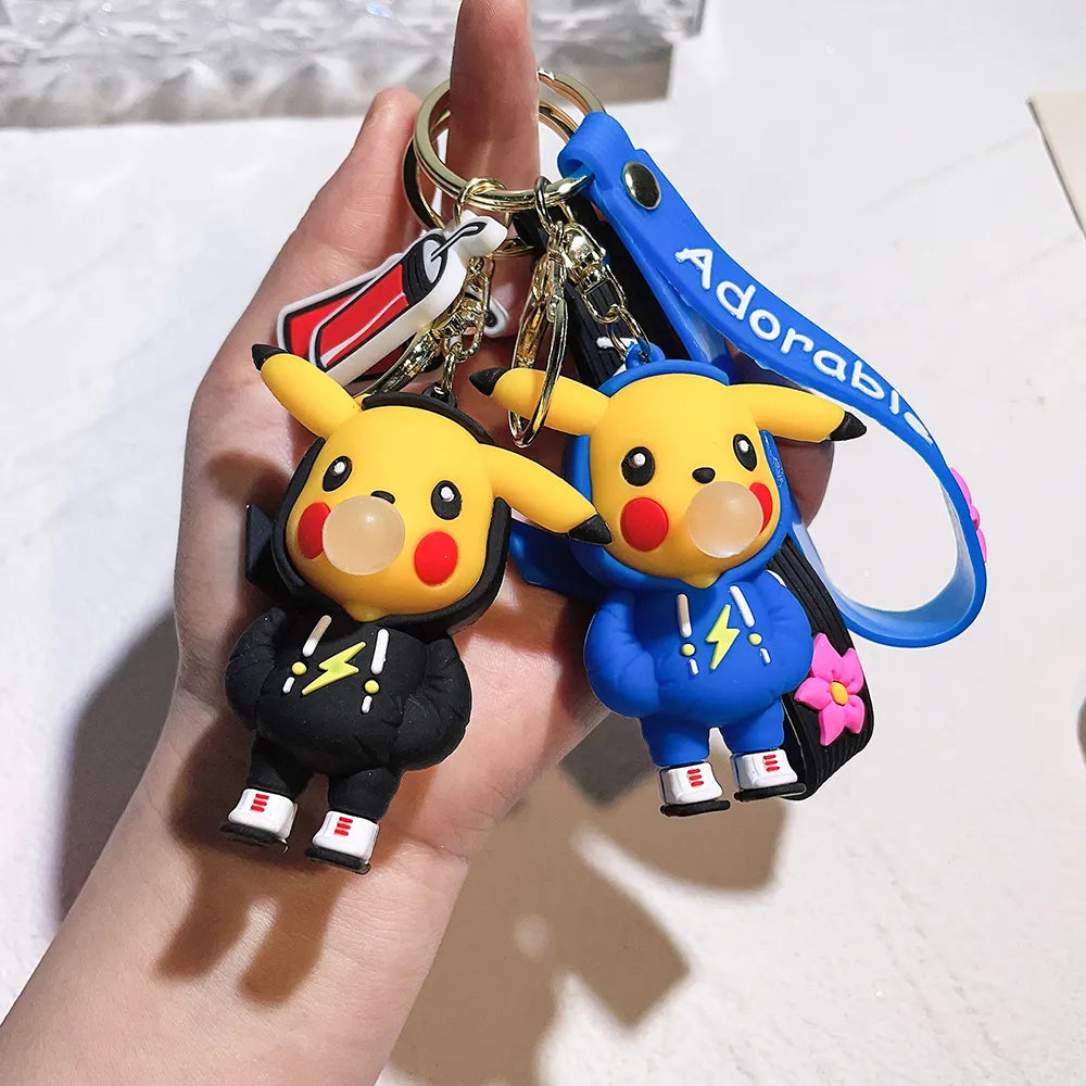 Pokemon Anime Peripheral Kawaii Cartoon Pikachu Keychain Pendant Creative Bubble Blowing Silicone Bag Ornament Gift Wholesale