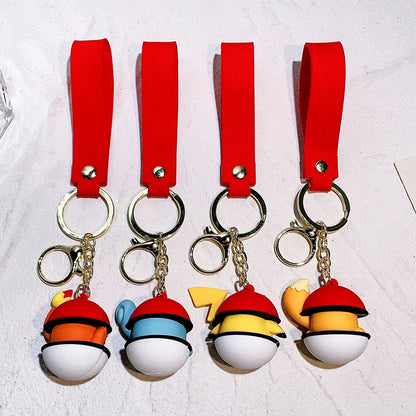 NEW Kawaii Anime Cartoon Pokemon Keychain Cute Psyduck Pikachu Car Key Ring Backpack Pendant Ornaments Jewelry Gifts for Friends