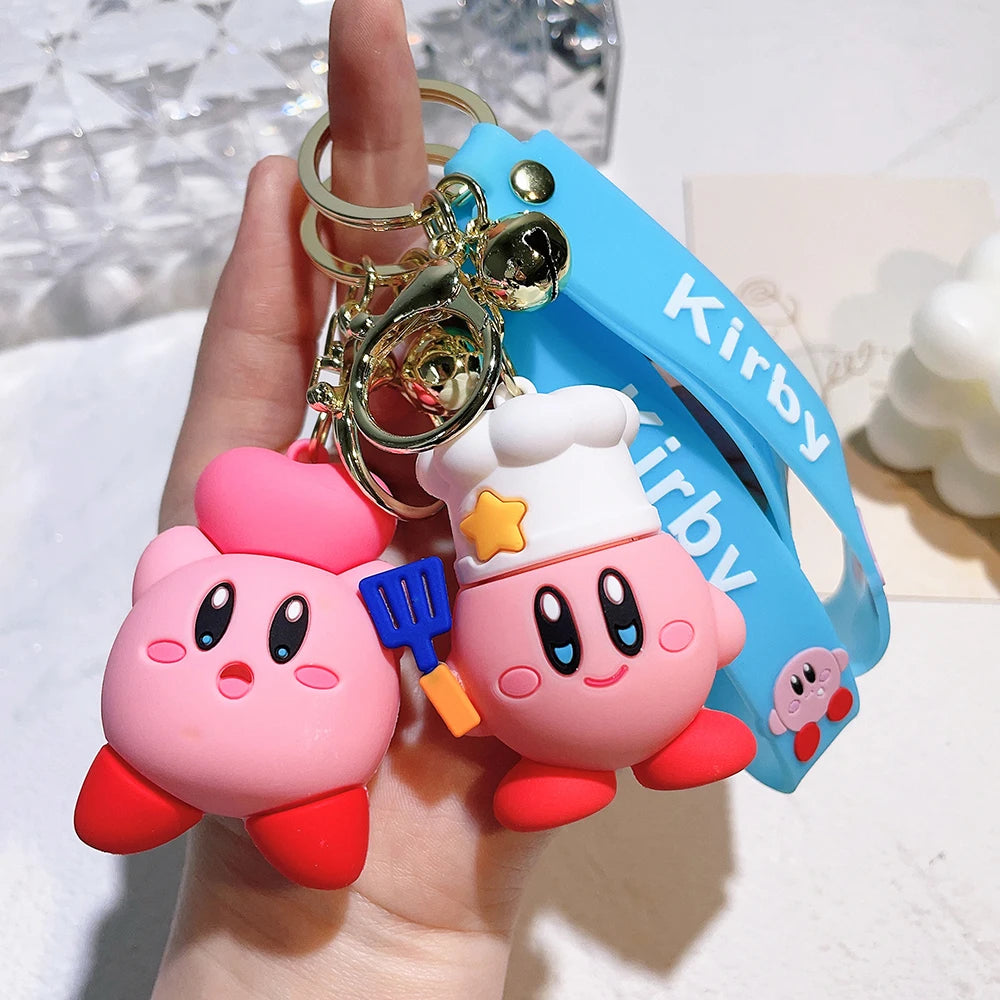 Pokemon star Kirby Cartoon Waddle Dee Doo Game Pink Kirby Anime Pendant Kabi Keychian kids Birthday Gift Women Car Bag Key Chian