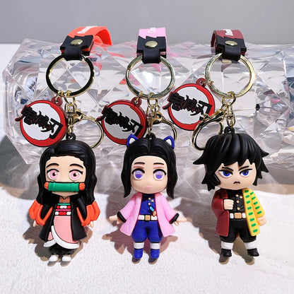 Cartoon Anime Ghost Slayer: Blade Doll Silicone Keychain Creative Trend Two-dimensional Soft Rubber Keychain Pendant Wholesale