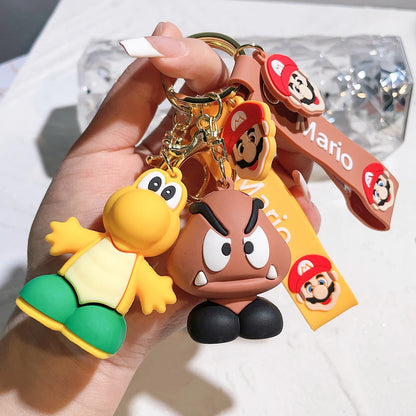 Super Mary Series Keychain Mario Bros Luigi Toad Yoshi Bowser Action Figure Model PVC Decorations Cartoon Doll Pendant Toys Gift