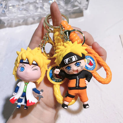 Naruto Keychain Anime Figure Haruno Sakura Hatake Kakashi Gaara Uzumaki Naruto PVC Pendant key Rings for Kids Birthday Toy Gift