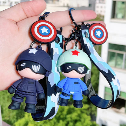 Marvel Cute Doll Pendant Anime Captain America  Fashion Keychain Couple Bag Keyring Pendant Birthday Gifts