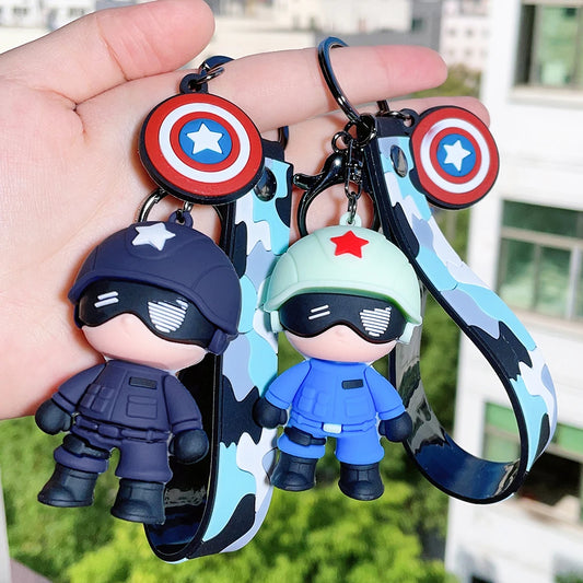 Marvel Cute Doll Pendant Anime Captain America  Fashion Keychain Couple Bag Keyring Pendant Birthday Gifts