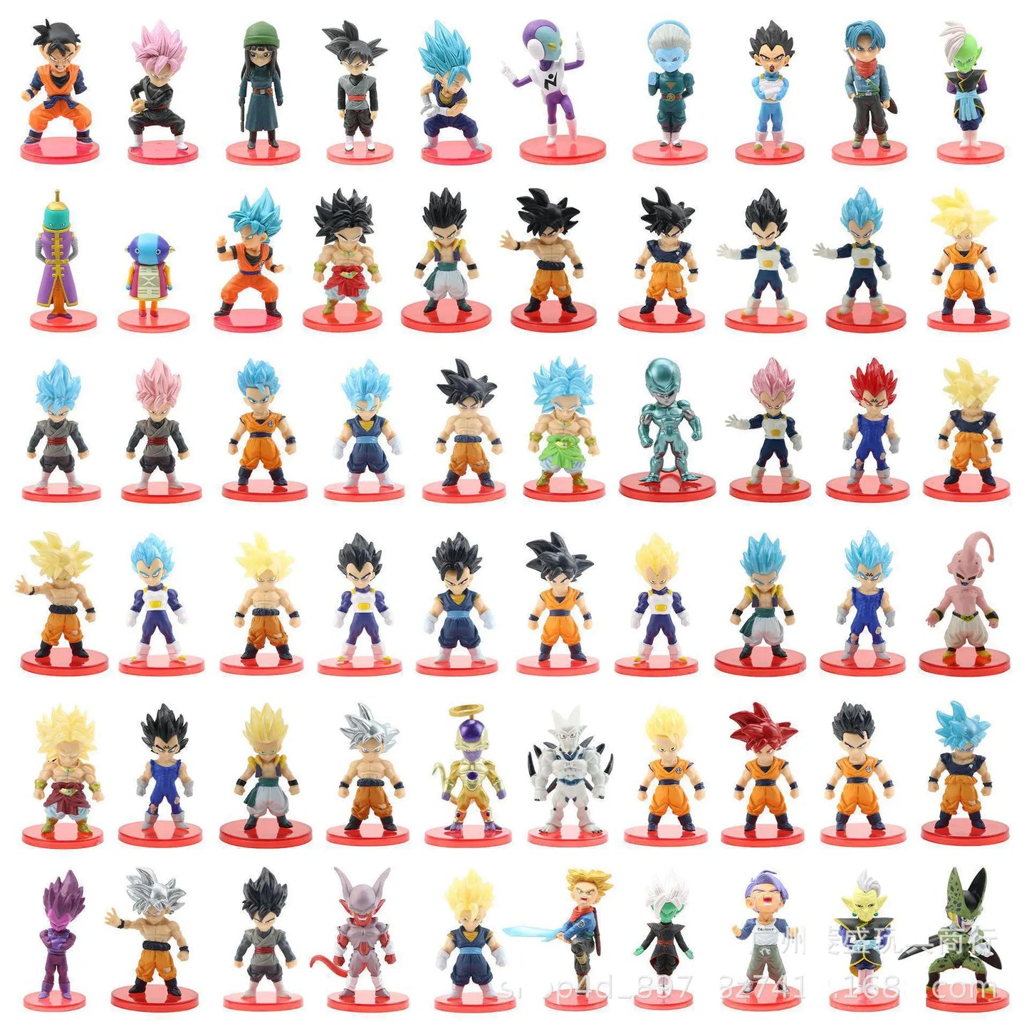 78 Pcs/Lot Dragon Ball Mini Figure Wholesale 18+18+21+21 6-8cm Figurines With Base Gacha Anime PVC Dolls Toy