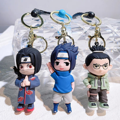 Naruto Keychain Anime Figure Haruno Sakura Hatake Kakashi Gaara Uzumaki Naruto PVC Pendant key Rings for Kids Birthday Toy Gift