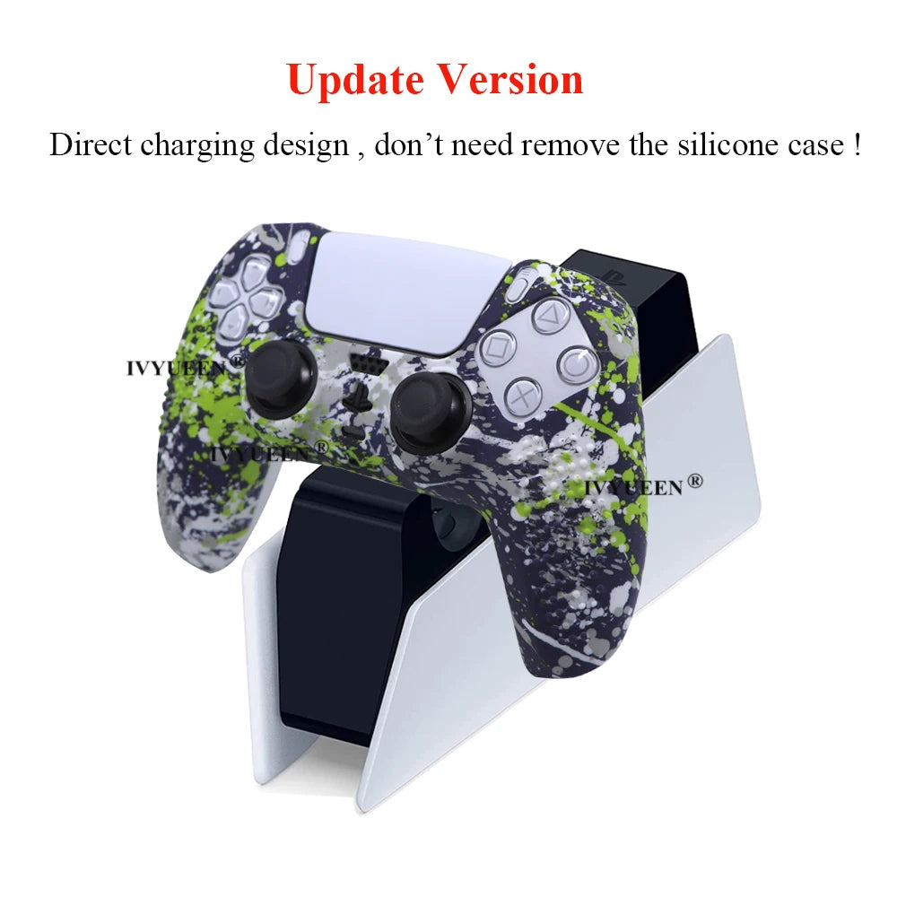 IVYUEEN Anti-Slip Water Transfer Printing Protective Skin for PlayStation 5 PS5 Controller Silicone Case for Dualsense Grip Caps