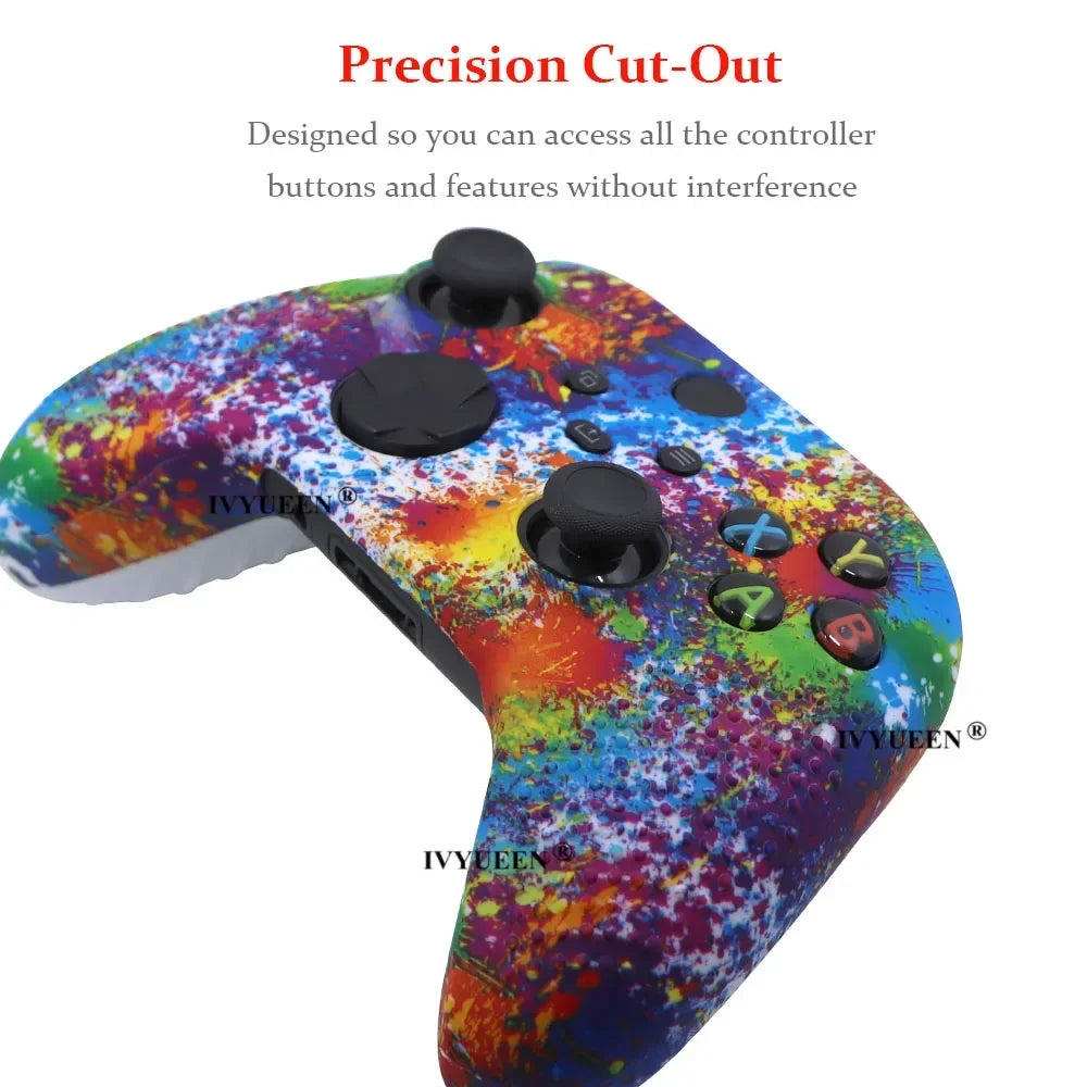 IVYUEEN Anti-Slip Water Transfer Printing Protective Skin for XBox Series X S Core Controller XSS XSX Silicone Case Protector