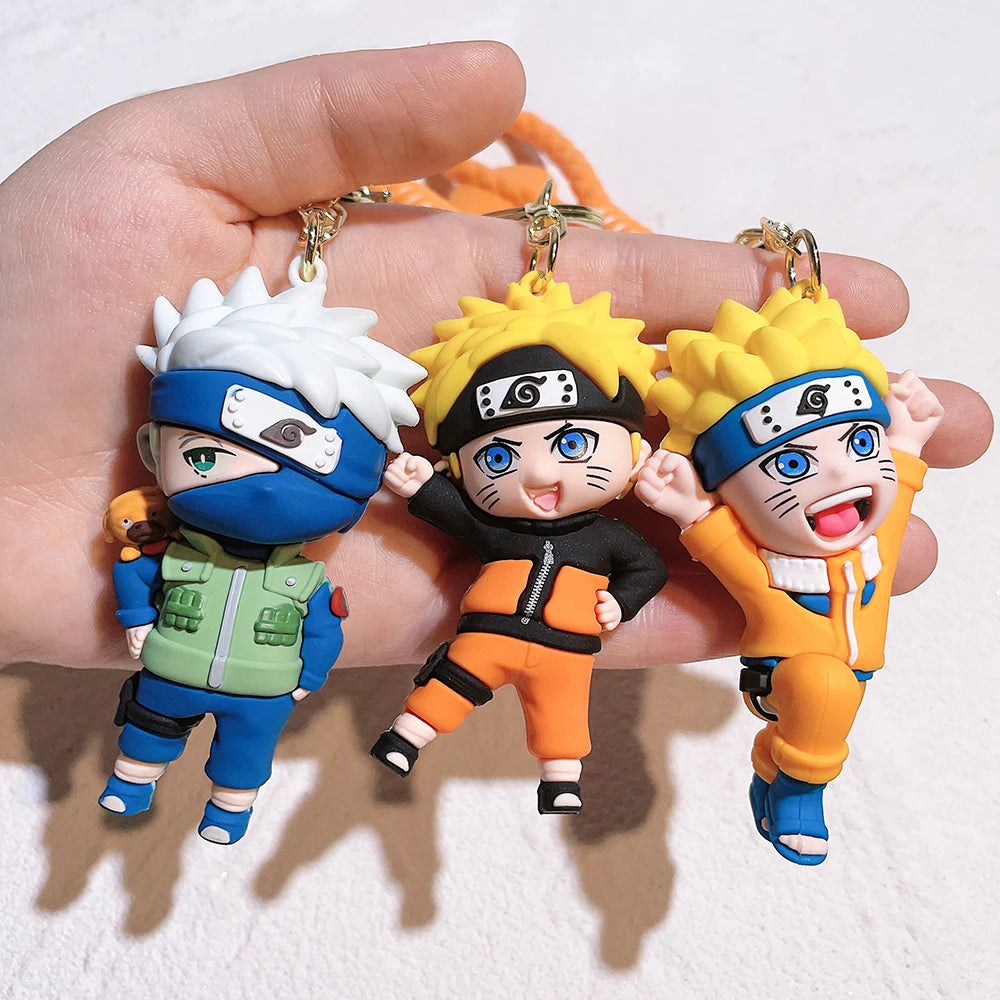 Anime Naruto Hand Made Keychain Cartoon Uchiha Itachi Uzumaki Naruto Kakashi Keyring School Bag Doll Pendant Children's Gift Toy