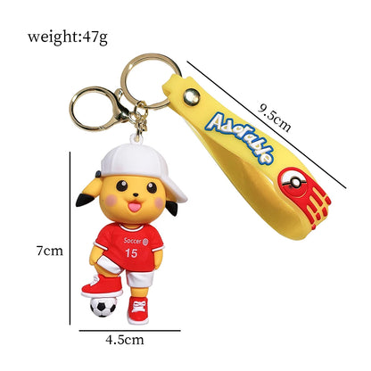 Pokemon Figures Keychain Anime Action Figure Pikachu Key Chain Kawaii Cartoon Fashion Sports Doll Keyring Bag Pendant Kid Gift