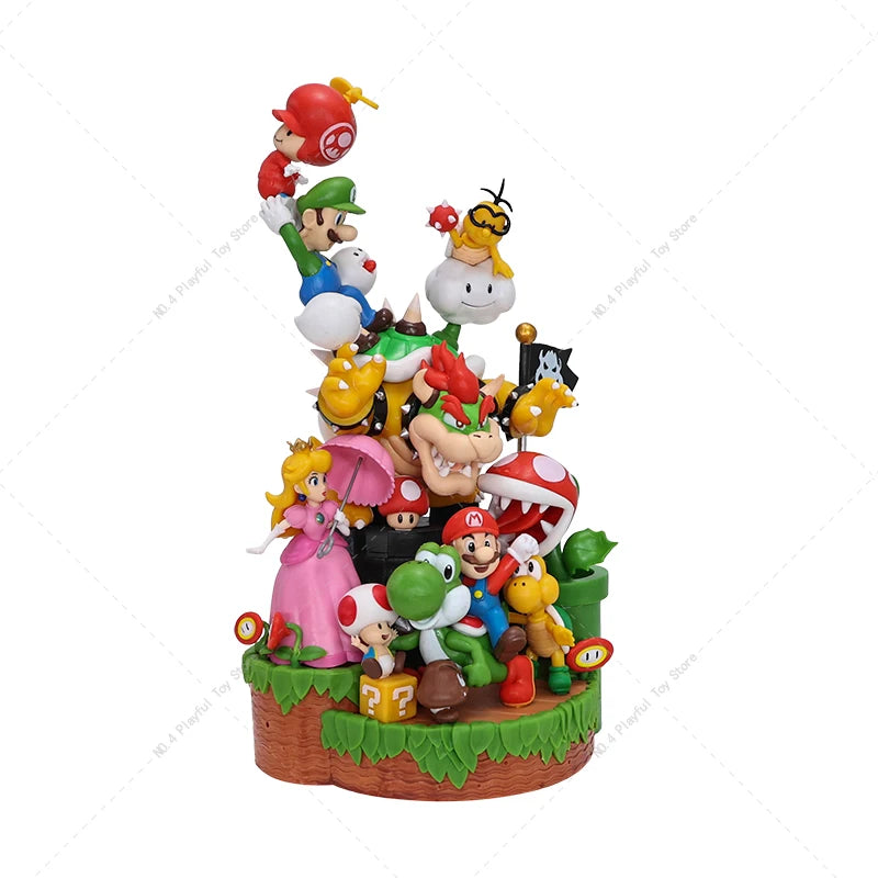 28CM Super Bros Action Figures Mario Luigi Yoshi Princess Peach Bowser Toad Koopa Troopa Goomba Boo Collection Model Toys Gift