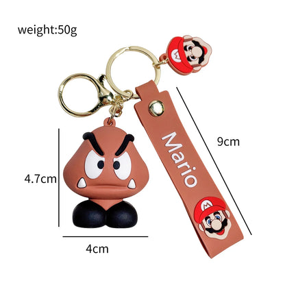 Super Mary Series Keychain Mario Bros Luigi Toad Yoshi Bowser Action Figure Model PVC Decorations Cartoon Doll Pendant Toys Gift