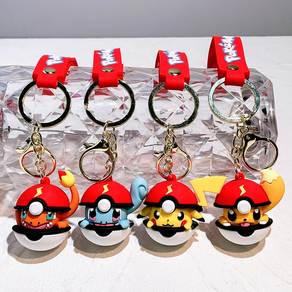 NEW Kawaii Anime Cartoon Pokemon Keychain Cute Psyduck Pikachu Car Key Ring Backpack Pendant Ornaments Jewelry Gifts for Friends