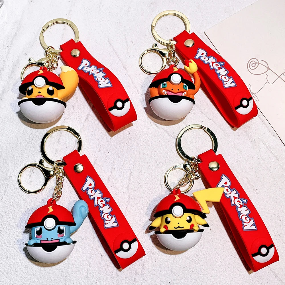 NEW Kawaii Anime Cartoon Pokemon Keychain Cute Psyduck Pikachu Car Key Ring Backpack Pendant Ornaments Jewelry Gifts for Friends