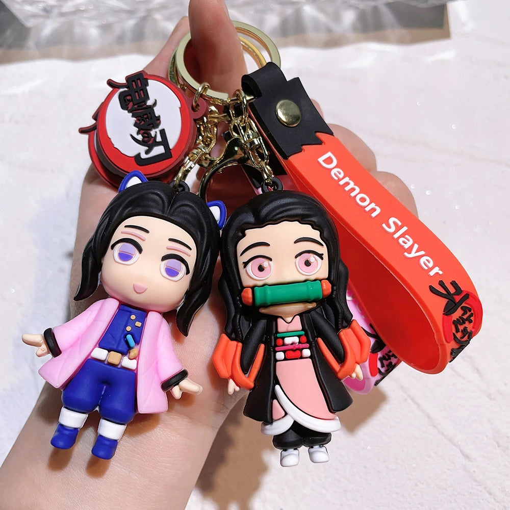 Cartoon Anime Ghost Slayer: Blade Doll Silicone Keychain Creative Trend Two-dimensional Soft Rubber Keychain Pendant Wholesale