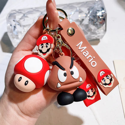 Super Mary Series Keychain Mario Bros Luigi Toad Yoshi Bowser Action Figure Model PVC Decorations Cartoon Doll Pendant Toys Gift