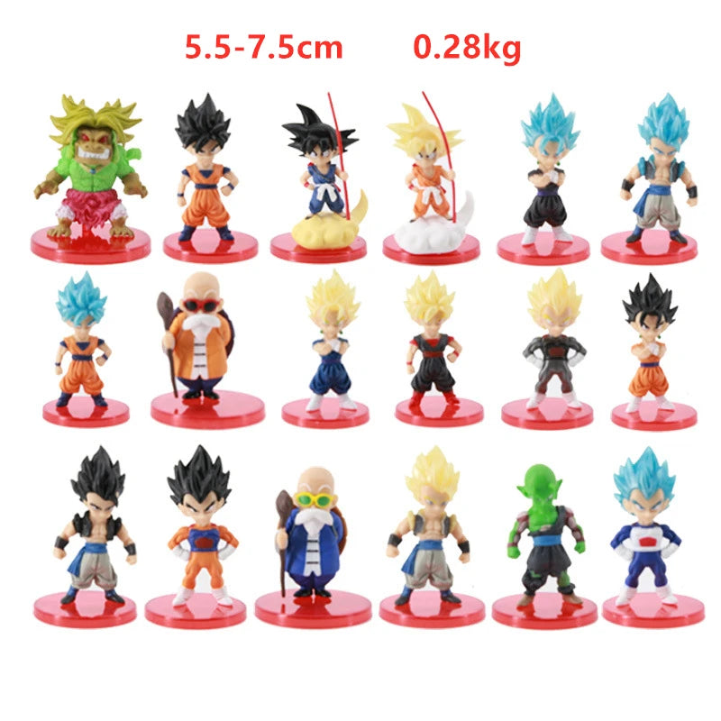 78 Pcs/Lot Dragon Ball Mini Figure Wholesale 18+18+21+21 6-8cm Figurines With Base Gacha Anime PVC Dolls Toy