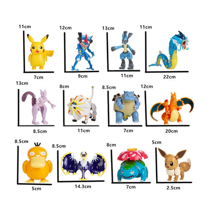 Pokemon Anime Figure Deformation Toy Pikachu Charizard Mewtwo Eevee Pocket Monster Pokeball Action Model Best Kids Birthday Gift