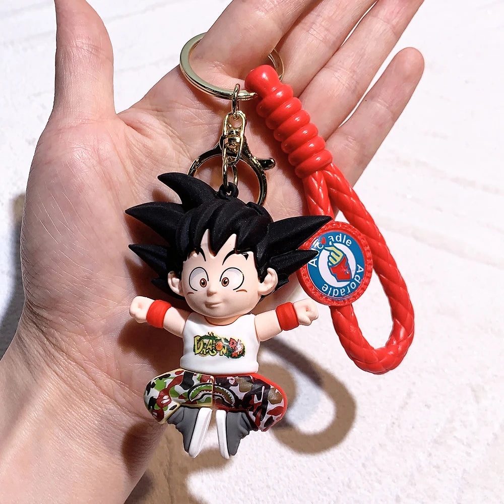 Anime Dragon Ball Keychain Fashion Jewelry Son Goku Vegeta Piccolo Action Figures  PVC Key Ring for Men Women Bag Pendant