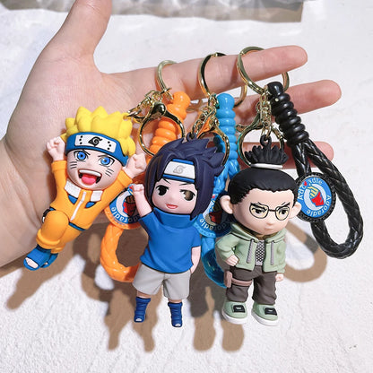 Anime Naruto Hand Made Keychain Cartoon Uchiha Itachi Uzumaki Naruto Kakashi Keyring School Bag Doll Pendant Children's Gift Toy