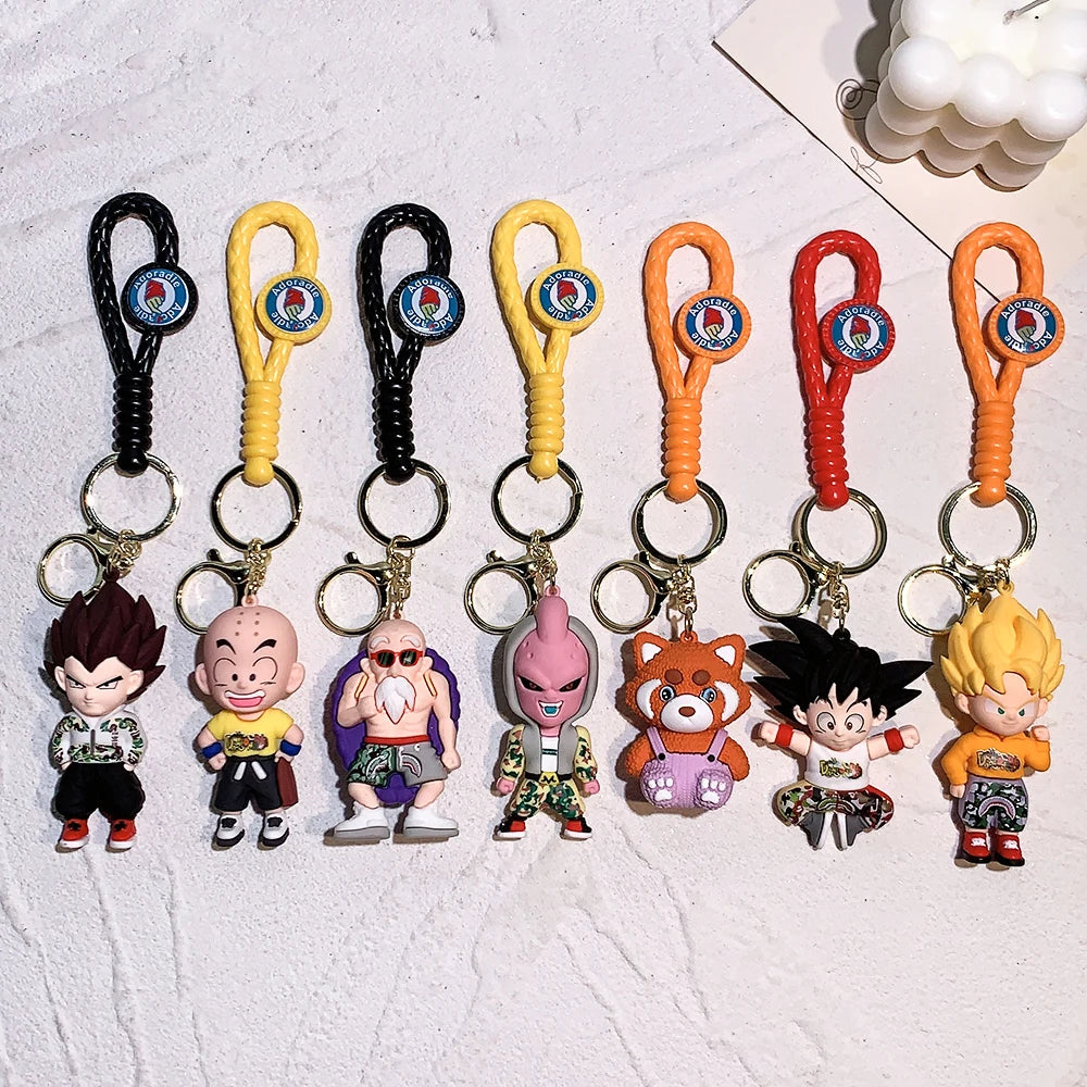 Anime Dragon Ball Keychain Fashion Jewelry Son Goku Vegeta Piccolo Action Figures  PVC Key Ring for Men Women Bag Pendant