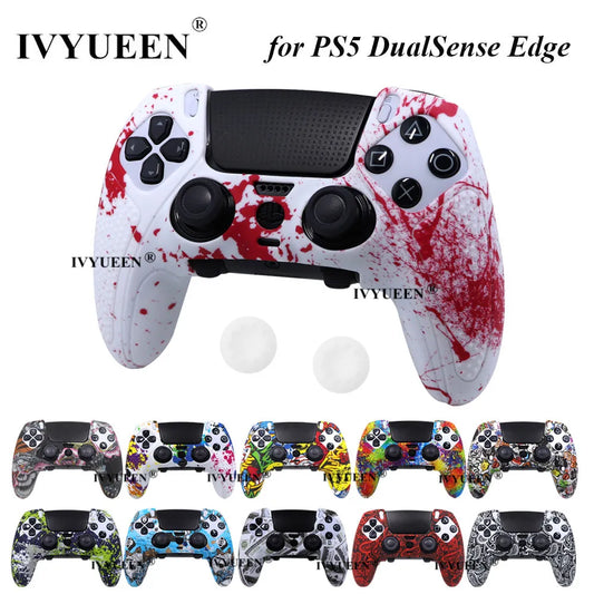 IVYUEEN Water Transform Printing Protective Skin for PlayStation 5 PS5 DualSense Edge Controller Soft Silicone Case Grip Cover