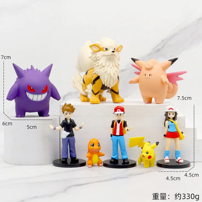 8pcs/set Pokemon Arcanine Gengar Clefairy Figure Collection Model Toys