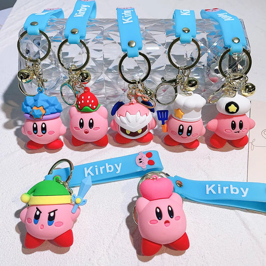 Pokemon star Kirby Cartoon Waddle Dee Doo Game Pink Kirby Anime Pendant Kabi Keychian kids Birthday Gift Women Car Bag Key Chian