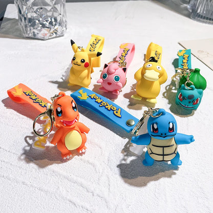 Pokemon Keychain Pikachu Anime Action Figure Toy Kawaii Cartoon Fashion Charmander Psyduck Doll Keyring Car Bag Pendant Kid Gift