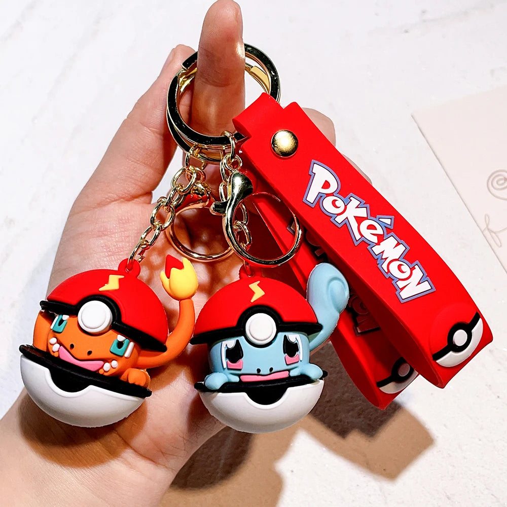 NEW Kawaii Anime Cartoon Pokemon Keychain Cute Psyduck Pikachu Car Key Ring Backpack Pendant Ornaments Jewelry Gifts for Friends