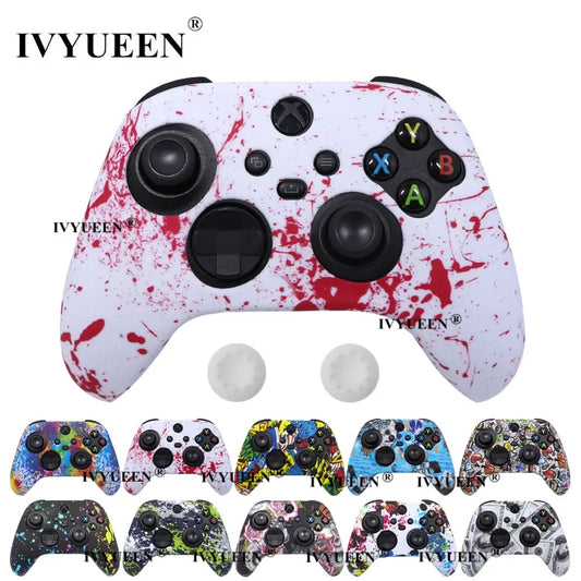 IVYUEEN Water Transform Printing Protective Skin for Xbox Series X S XSX XSS Controller Soft Silicone Case Thumb Grips Cover