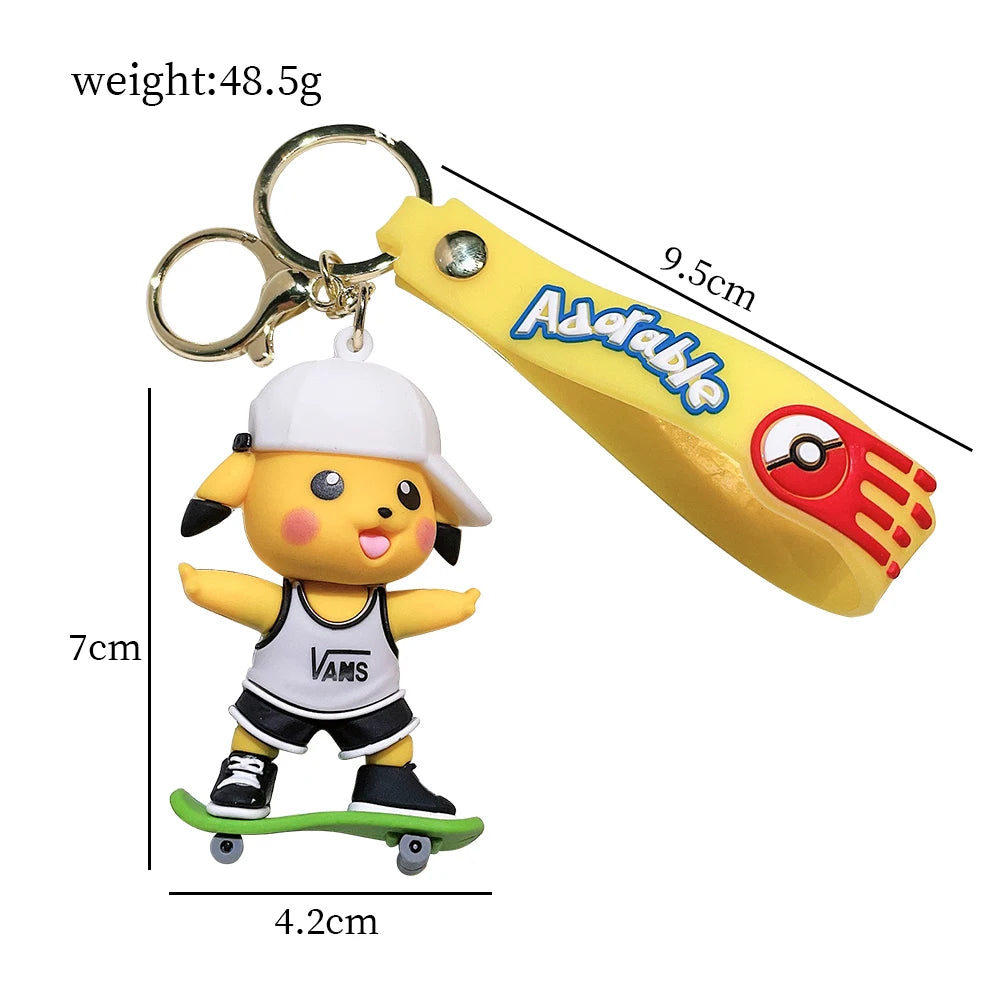 Kawaii Cartoon Anime Figure Pokemon Fashion Sweater Pikachu Doll Pendant Keychain For Women Men Cute Bag Pendant Car Key Chain