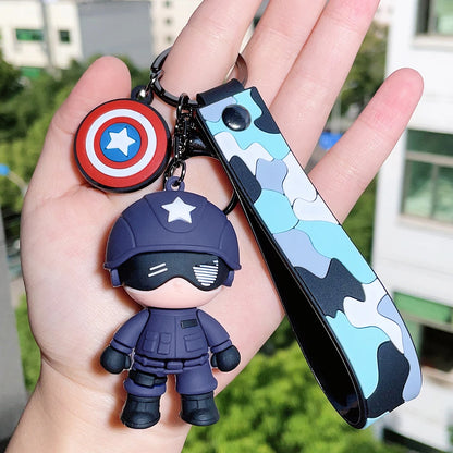 Marvel Cute Doll Pendant Anime Captain America  Fashion Keychain Couple Bag Keyring Pendant Birthday Gifts