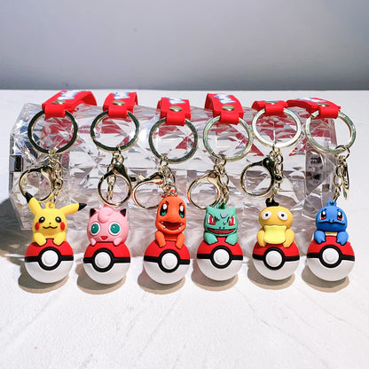 Pokemon Keychain Pikachu Anime Action Figure Toy Kawaii Cartoon Fashion Charmander Psyduck Doll Keyring Car Bag Pendant Kid Gift