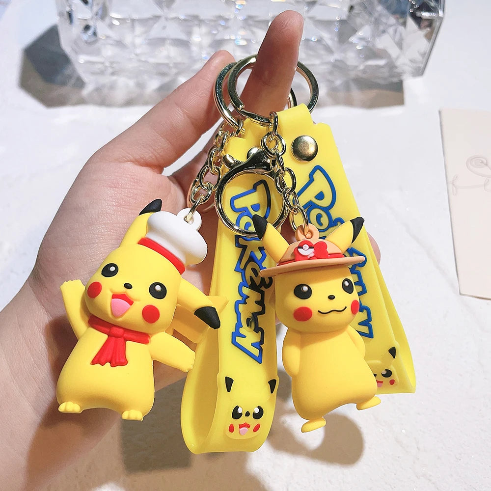 Pokemon Keychains Pikachu Creative Anime Cartoon Key Chain Ornaments Dolls Eevee Psyduck Rowlet For Kids Toys Bag Pendant Gifts