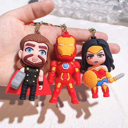 Iron Man Cute Doll Pendant Action Figures Avengers Iron Man Captain America Keychain Bag Keyring Pendant Birthday Gifts