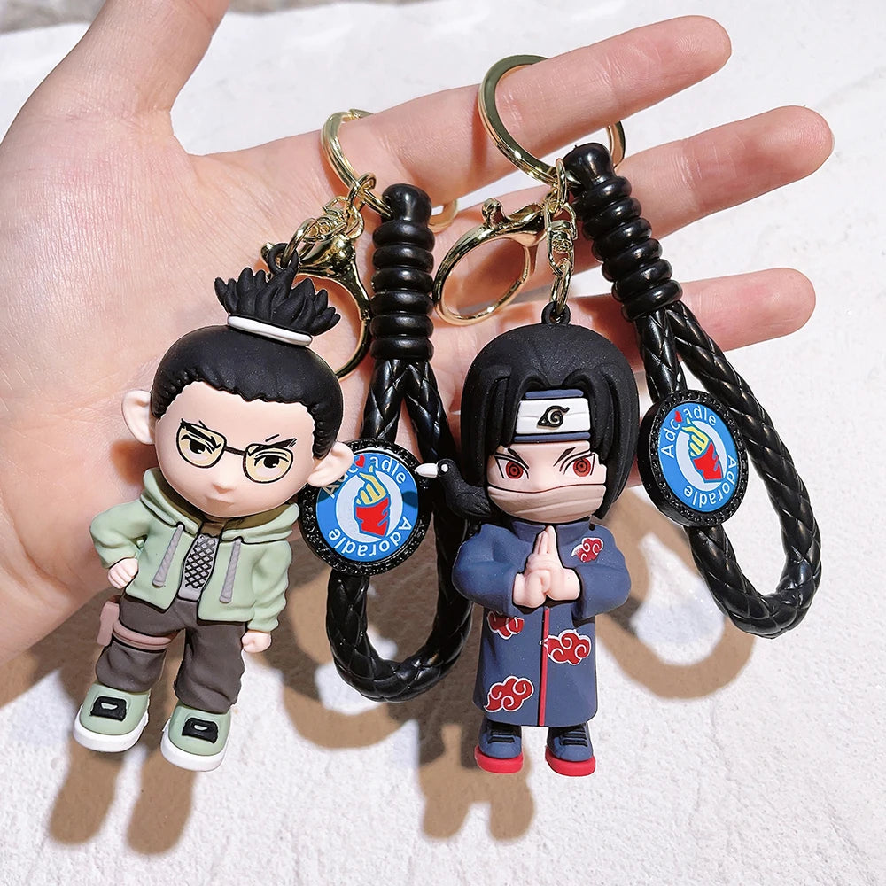 Anime Naruto Hand Made Keychain Cartoon Uchiha Itachi Uzumaki Naruto Kakashi Keyring School Bag Doll Pendant Children's Gift Toy