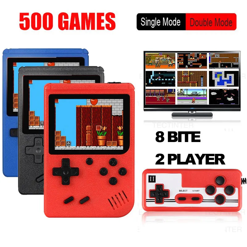 8-Bit Video Game Console 3.0 Inch LCD Retro Portable Mini Game Player Built-in 500 games AV Handheld Game Console For Kids Gift