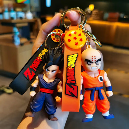 Anime Dragon Ball Keychain Fashion Jewelry Son Goku Vegeta Piccolo Action Figures 8CM PVC Key Ring for Men Women Bag Pendant