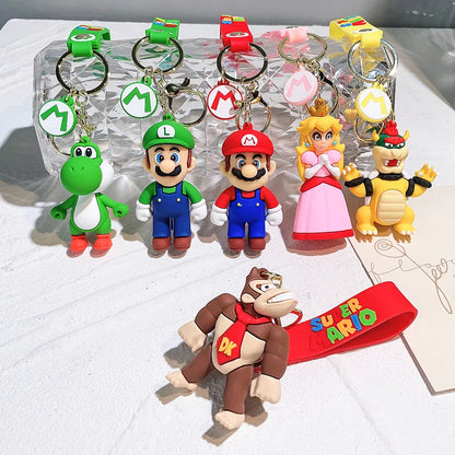 30 Styles Super Mario Keychain Mario Bros Luigi Toad Yoshi Bowser Action Figure Model PVC Cartoon Bag Doll Pendant Toys Gifts